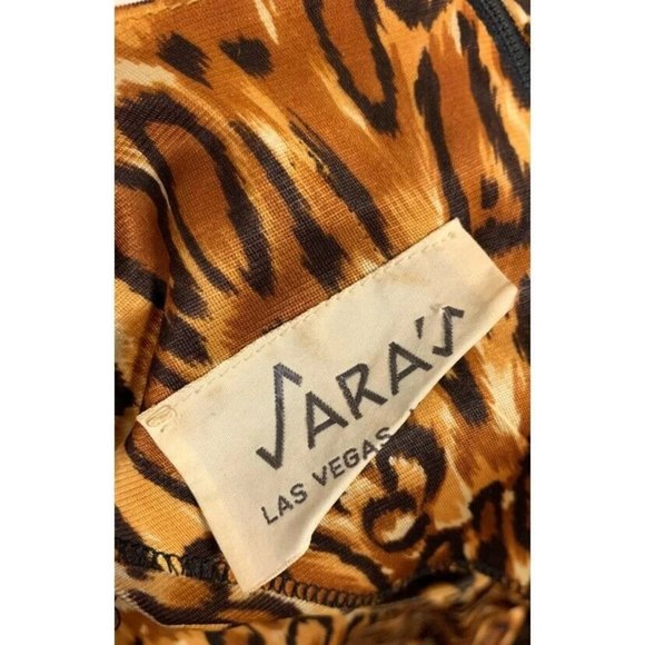 Sara's Las Vegas Vintage 80s Leopard Print Satin Swing Retro Dress - Picture 6 of 6